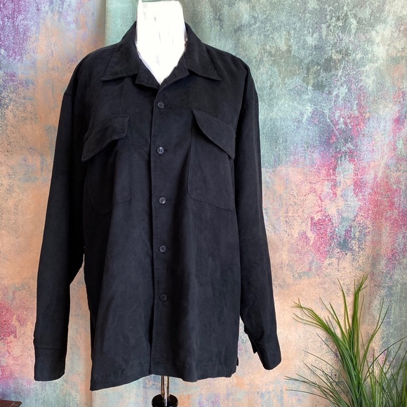 Cubavera Faux Suede Poly Jacket Shirt 